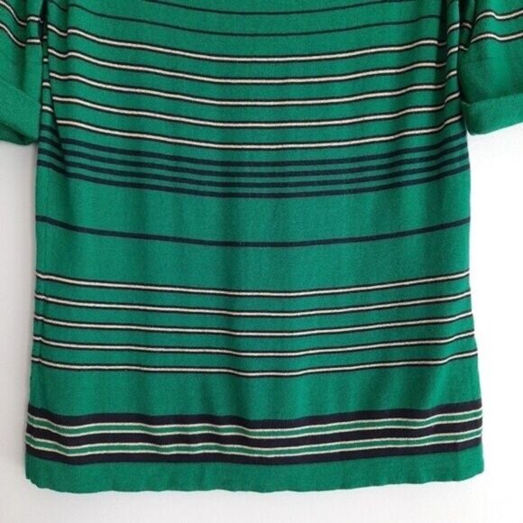 LUISA SPAGNOLI | Wool Blend Fine Knit Stripe Tee Shell Sz M - Picture 10 of 13